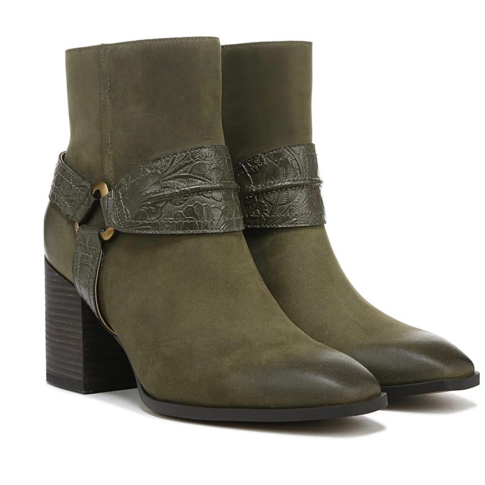 NEW Vionic Carnelia Boot Green Nubuck Leather Water Resistant Ankle Bootie 6.5
